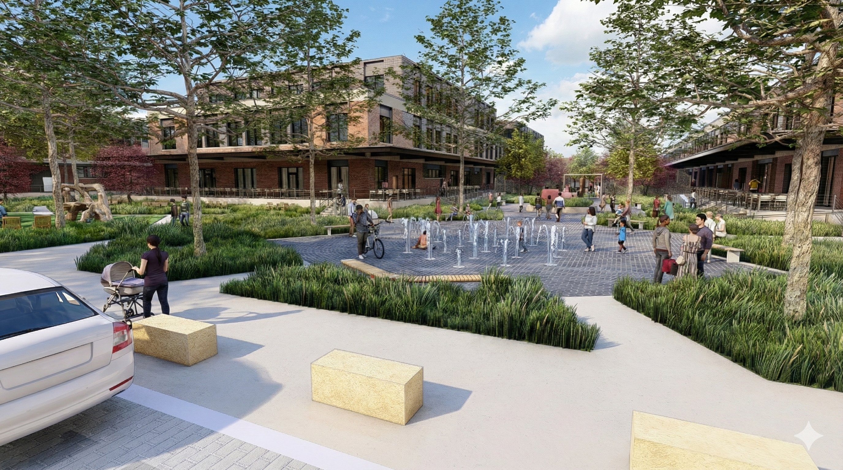 Historic Northeast Lofts — plaza and splash pad